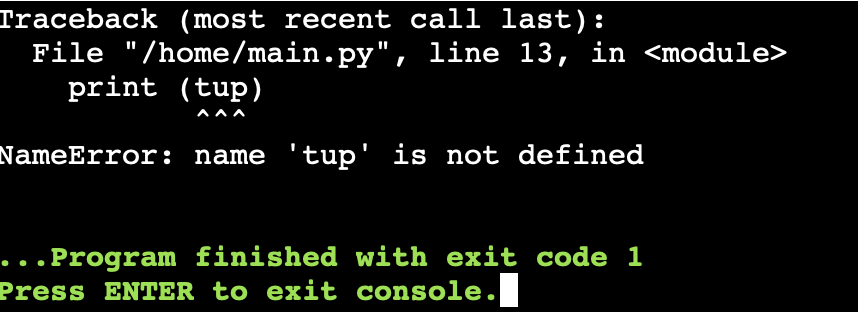 Python tuple Example